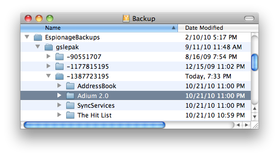 Example EspionageBackups directory layout