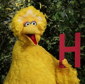 Figure 1.0: Actor in bird costume holding the letter H